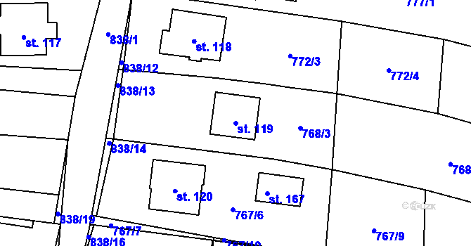Parcela st. 119 v KÚ Vranová u Letovic, Katastrální mapa