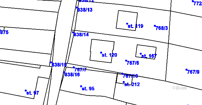 Parcela st. 120 v KÚ Vranová u Letovic, Katastrální mapa