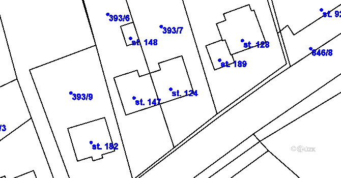 Parcela st. 124 v KÚ Vranová u Letovic, Katastrální mapa
