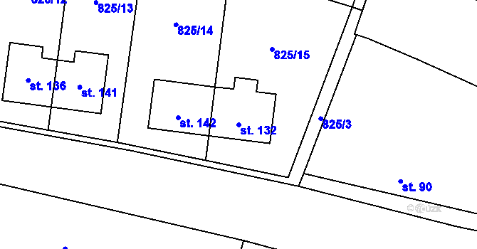 Parcela st. 132 v KÚ Vranová u Letovic, Katastrální mapa