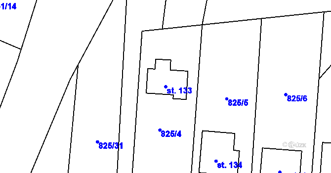 Parcela st. 133 v KÚ Vranová u Letovic, Katastrální mapa