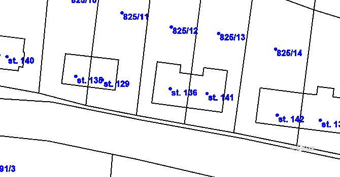 Parcela st. 136 v KÚ Vranová u Letovic, Katastrální mapa