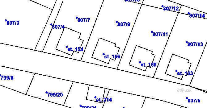 Parcela st. 156 v KÚ Vranová u Letovic, Katastrální mapa