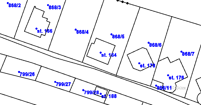 Parcela st. 164 v KÚ Vranová u Letovic, Katastrální mapa