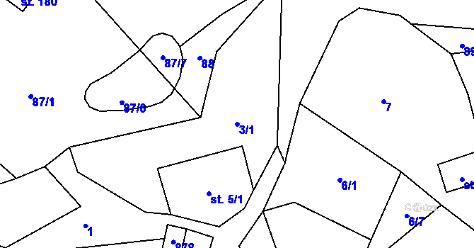 Parcela st. 3/1 v KÚ Vranová u Letovic, Katastrální mapa