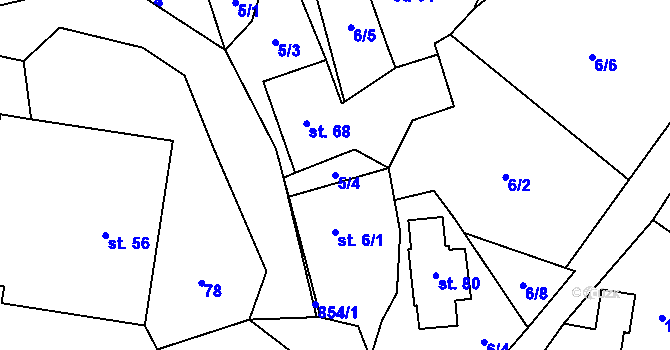 Parcela st. 5/4 v KÚ Vranová u Letovic, Katastrální mapa