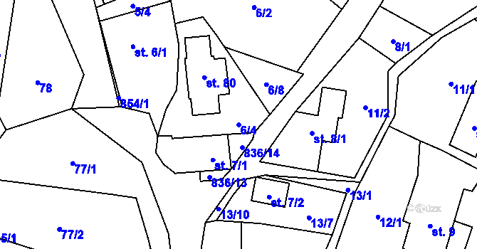 Parcela st. 6/4 v KÚ Vranová u Letovic, Katastrální mapa