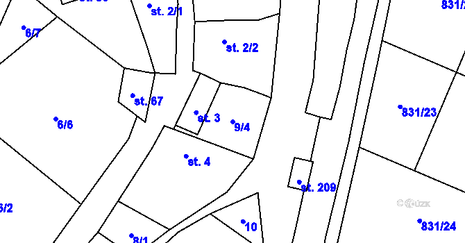 Parcela st. 9/4 v KÚ Vranová u Letovic, Katastrální mapa