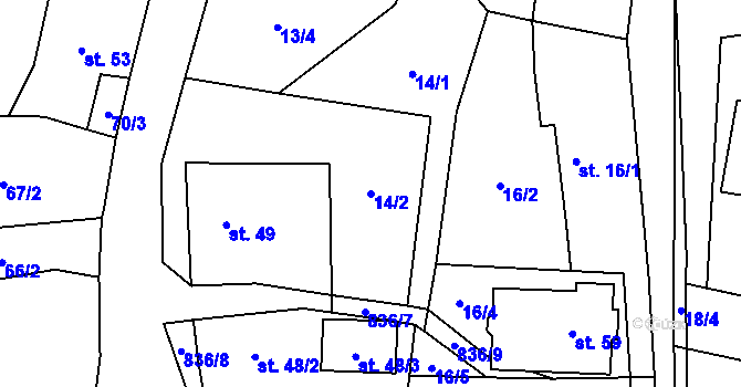 Parcela st. 14/2 v KÚ Vranová u Letovic, Katastrální mapa