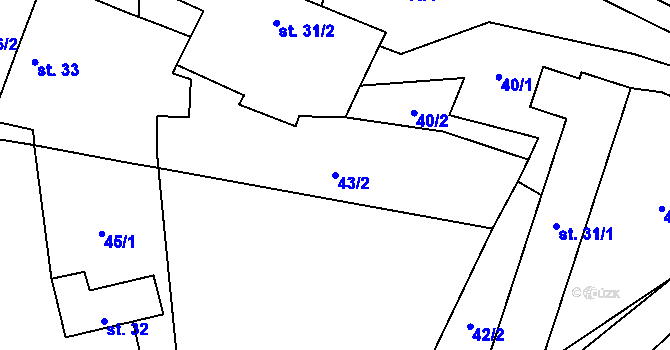 Parcela st. 43/2 v KÚ Vranová u Letovic, Katastrální mapa