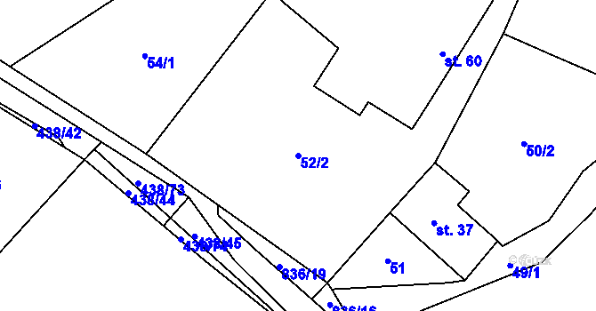 Parcela st. 52/2 v KÚ Vranová u Letovic, Katastrální mapa