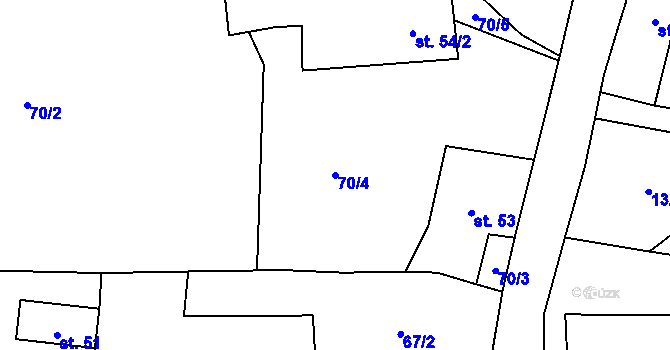Parcela st. 70/4 v KÚ Vranová u Letovic, Katastrální mapa