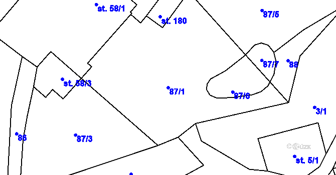 Parcela st. 87/1 v KÚ Vranová u Letovic, Katastrální mapa