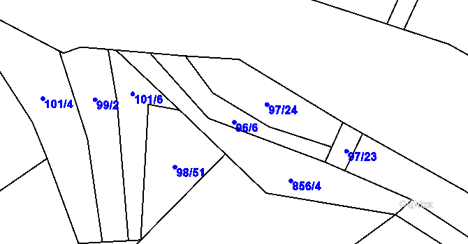 Parcela st. 96/6 v KÚ Vranová u Letovic, Katastrální mapa