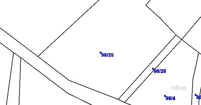 Parcela st. 98/25 v KÚ Vranová u Letovic, Katastrální mapa