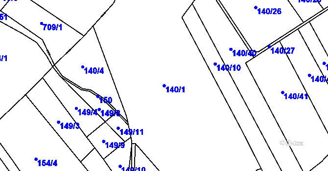 Parcela st. 140/1 v KÚ Vranová u Letovic, Katastrální mapa
