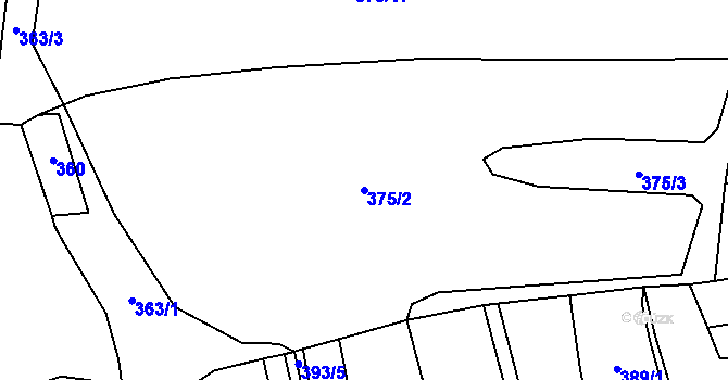 Parcela st. 375/2 v KÚ Vranová u Letovic, Katastrální mapa