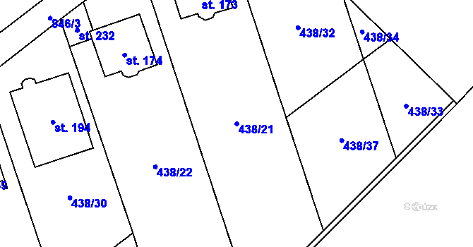 Parcela st. 438/21 v KÚ Vranová u Letovic, Katastrální mapa