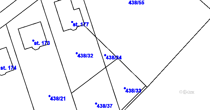 Parcela st. 438/34 v KÚ Vranová u Letovic, Katastrální mapa