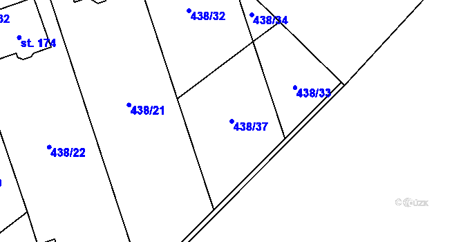 Parcela st. 438/37 v KÚ Vranová u Letovic, Katastrální mapa