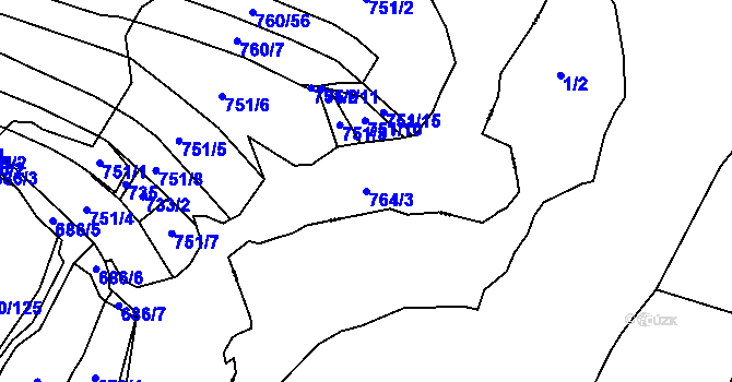 Parcela st. 764/3 v KÚ Vranová u Letovic, Katastrální mapa