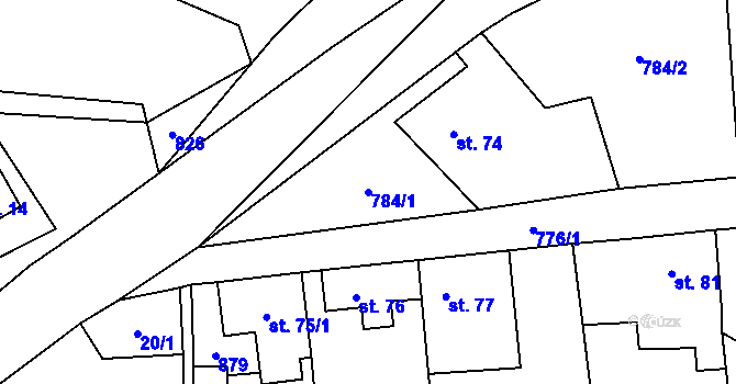 Parcela st. 784/1 v KÚ Vranová u Letovic, Katastrální mapa