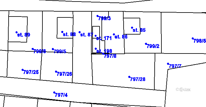 Parcela st. 797/8 v KÚ Vranová u Letovic, Katastrální mapa
