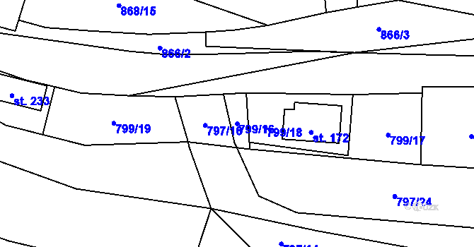 Parcela st. 799/16 v KÚ Vranová u Letovic, Katastrální mapa
