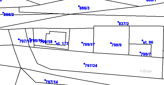 Parcela st. 799/17 v KÚ Vranová u Letovic, Katastrální mapa