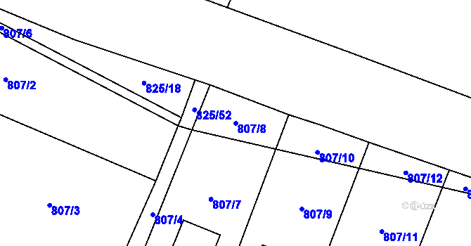 Parcela st. 807/8 v KÚ Vranová u Letovic, Katastrální mapa