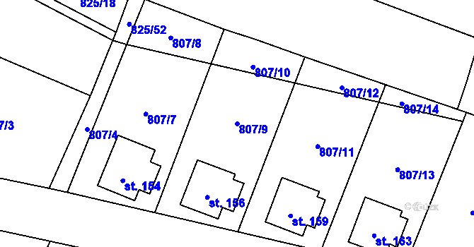 Parcela st. 807/9 v KÚ Vranová u Letovic, Katastrální mapa