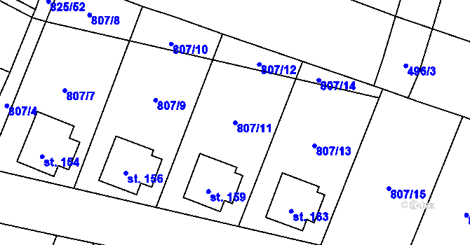 Parcela st. 807/11 v KÚ Vranová u Letovic, Katastrální mapa