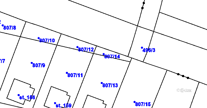 Parcela st. 807/14 v KÚ Vranová u Letovic, Katastrální mapa
