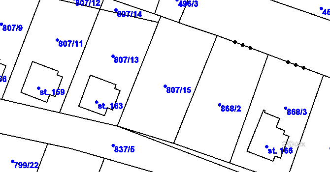 Parcela st. 807/15 v KÚ Vranová u Letovic, Katastrální mapa