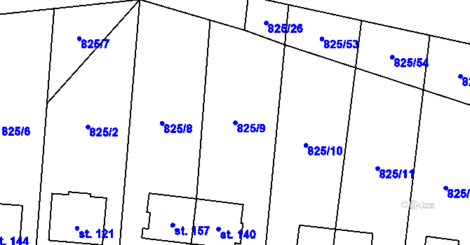 Parcela st. 825/9 v KÚ Vranová u Letovic, Katastrální mapa