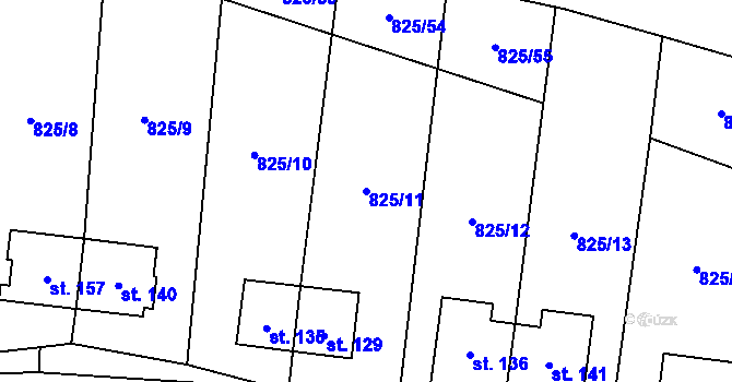 Parcela st. 825/11 v KÚ Vranová u Letovic, Katastrální mapa