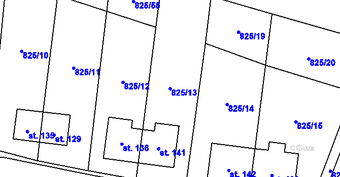 Parcela st. 825/13 v KÚ Vranová u Letovic, Katastrální mapa