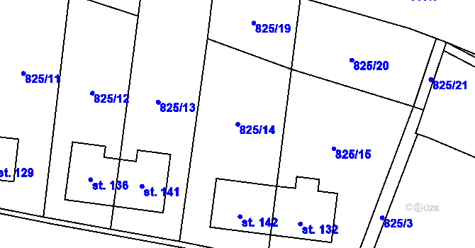 Parcela st. 825/14 v KÚ Vranová u Letovic, Katastrální mapa