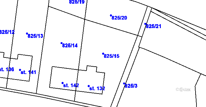 Parcela st. 825/15 v KÚ Vranová u Letovic, Katastrální mapa