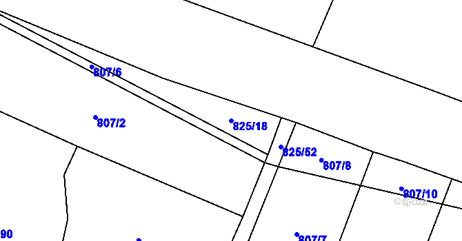 Parcela st. 825/18 v KÚ Vranová u Letovic, Katastrální mapa