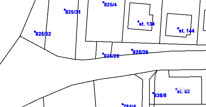 Parcela st. 825/28 v KÚ Vranová u Letovic, Katastrální mapa