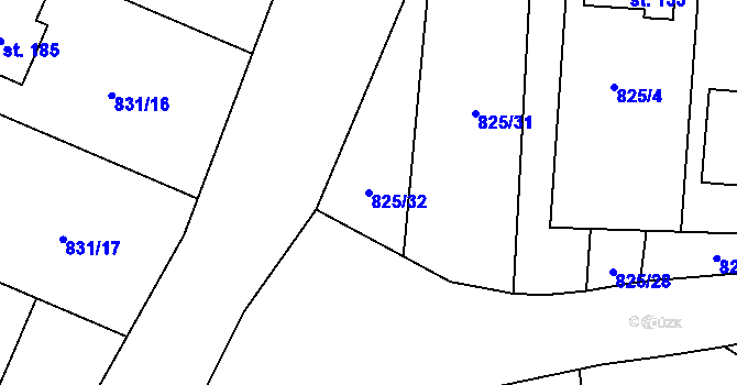 Parcela st. 825/32 v KÚ Vranová u Letovic, Katastrální mapa