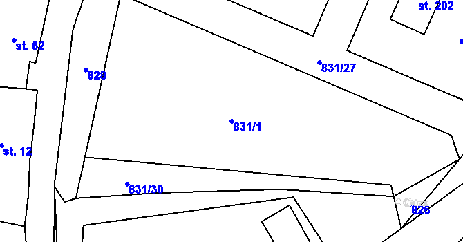 Parcela st. 831/1 v KÚ Vranová u Letovic, Katastrální mapa