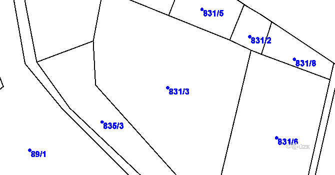 Parcela st. 831/3 v KÚ Vranová u Letovic, Katastrální mapa