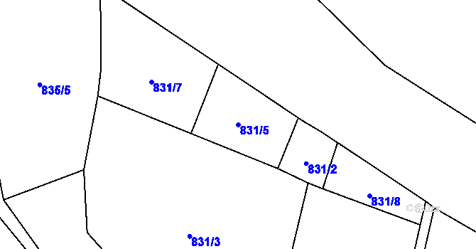 Parcela st. 831/5 v KÚ Vranová u Letovic, Katastrální mapa