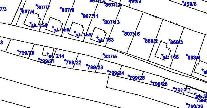 Parcela st. 837/5 v KÚ Vranová u Letovic, Katastrální mapa