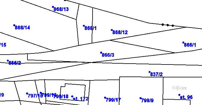 Parcela st. 866/3 v KÚ Vranová u Letovic, Katastrální mapa