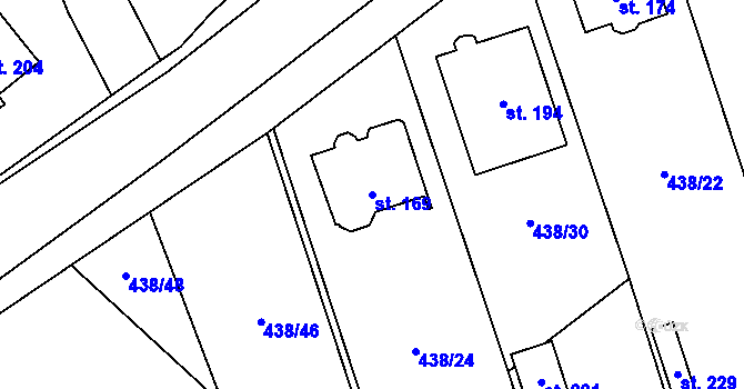 Parcela st. 169 v KÚ Vranová u Letovic, Katastrální mapa