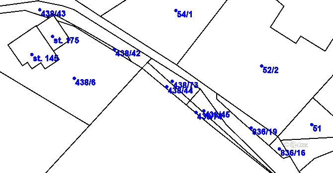 Parcela st. 438/44 v KÚ Vranová u Letovic, Katastrální mapa