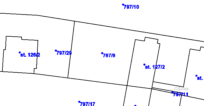 Parcela st. 797/9 v KÚ Vranová u Letovic, Katastrální mapa